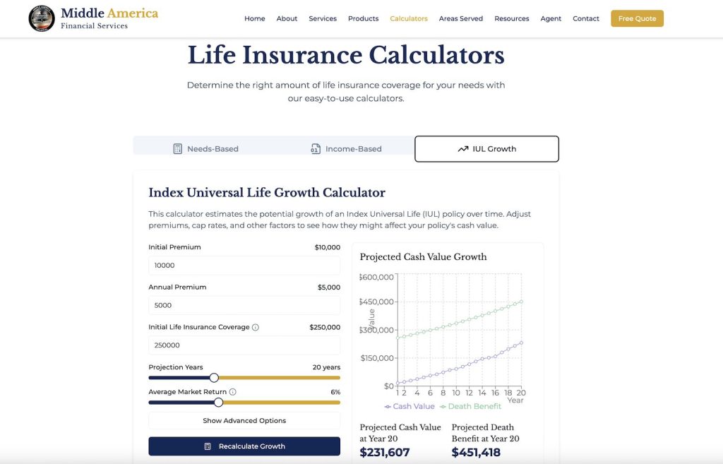Life Insurance Website + Iul Insurance Calculator 2
