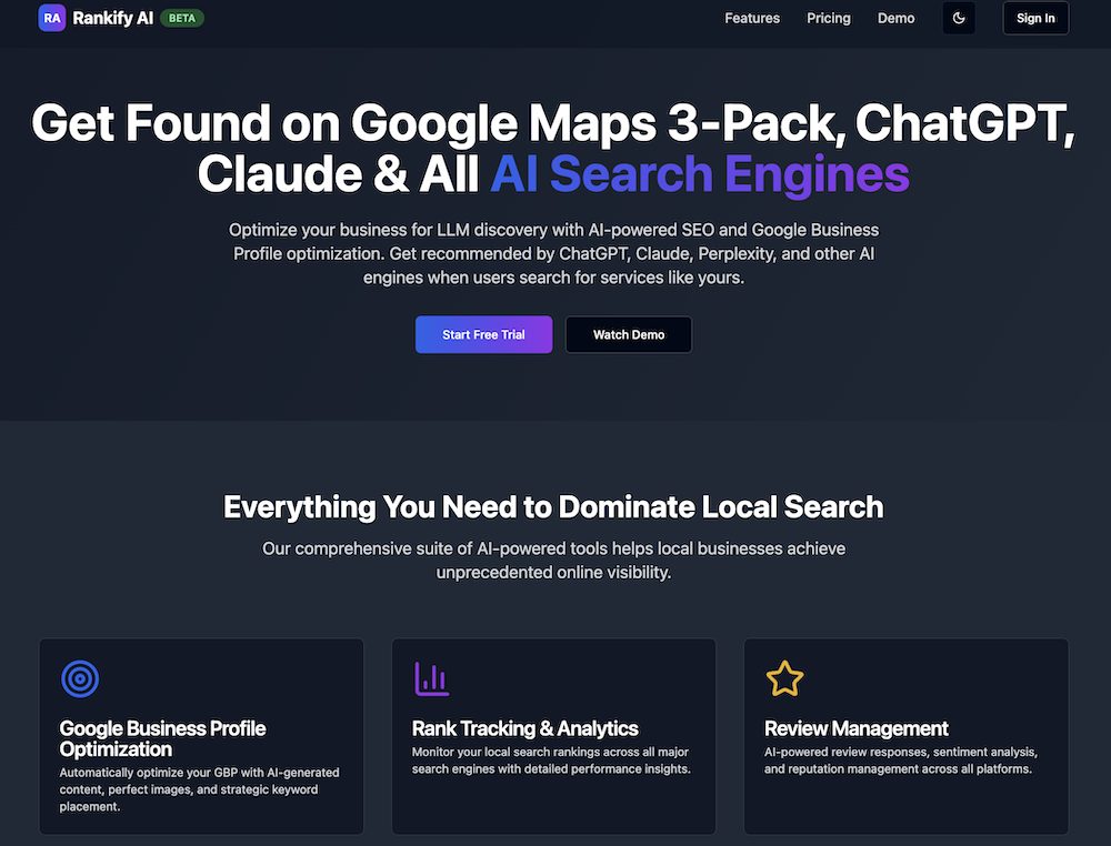 RankifyAi Local SEO Google Business Profile 3 Pack and Ai Search Engine Optimization