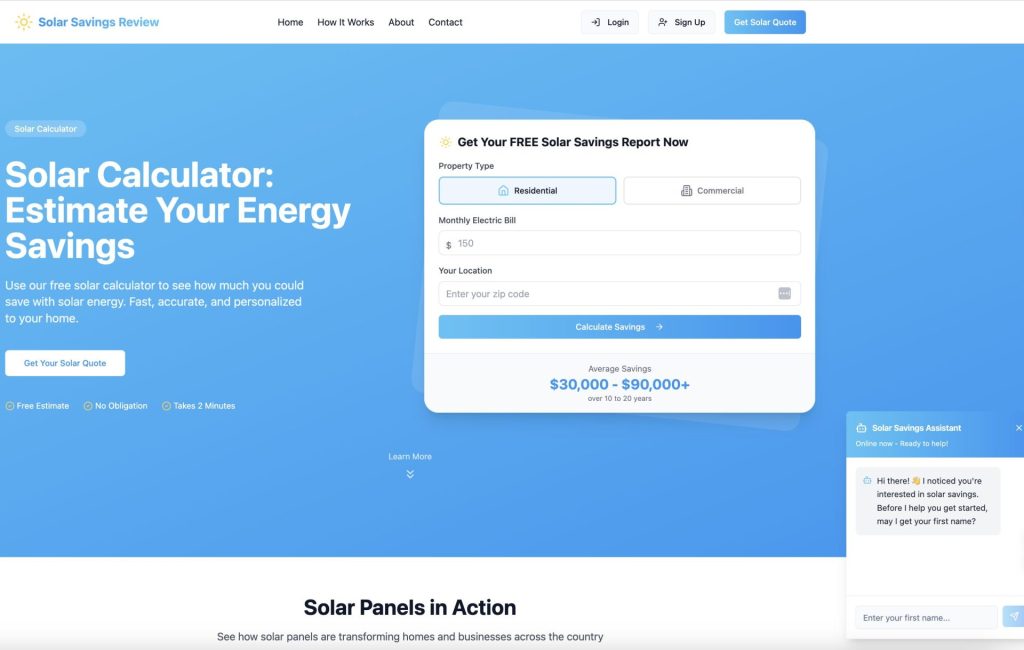 Solar Savings Review Calculator
